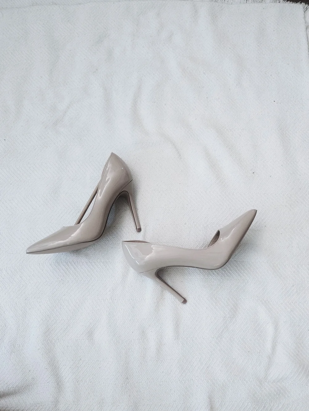 Shoedazzle Pointed Toe Patent Stiletto Pumps - Taupe